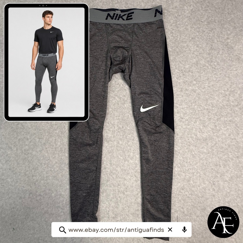 Nike Pro Dri-FIT Mens Compression Tights Grey Black CJ4821-010 Size S